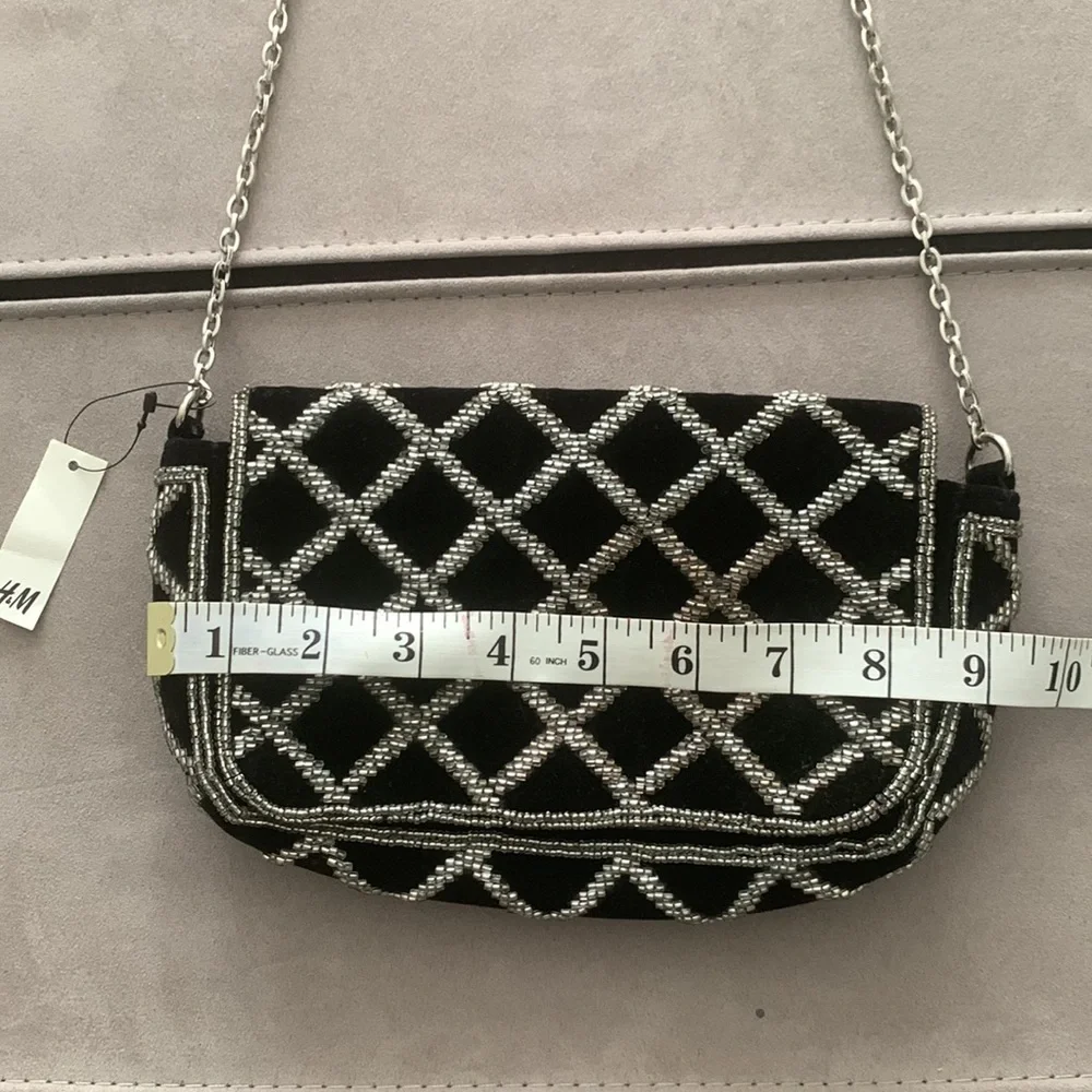 NWT H & M Black Beaded Shoulder Bag - Picture 15 of 17